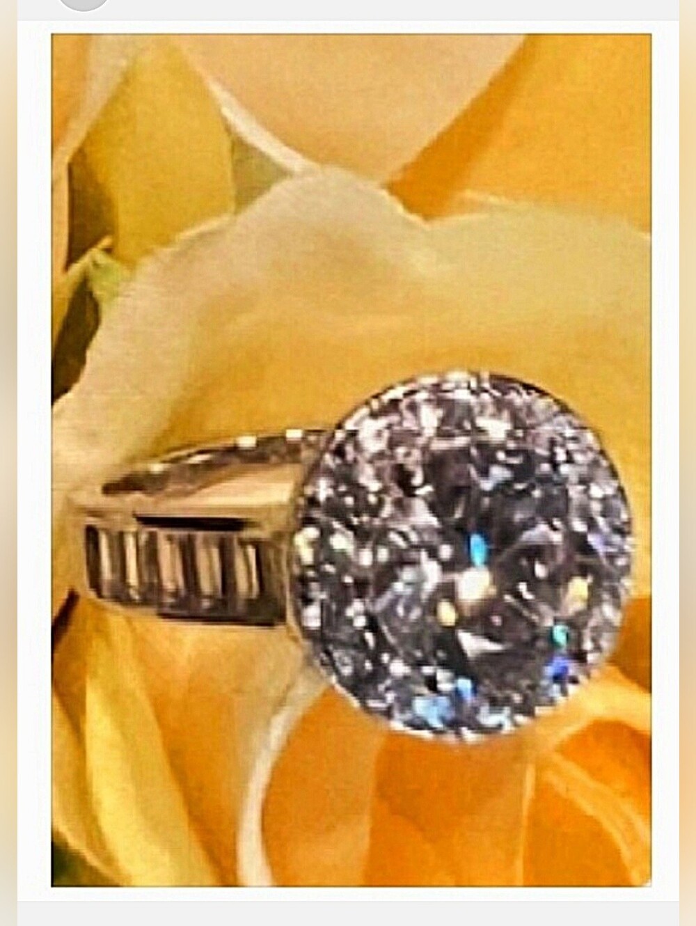 925 Sterling Silver~Cubic Zirconia Bella Luce Round Baguettes Halo Ring Size 6